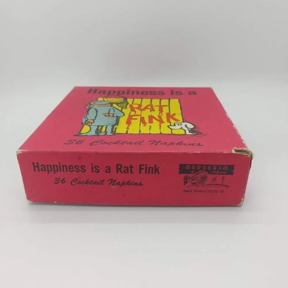 26 Cocktail Napkins Funny Gags Adult Humor Vintage 1963 Assorted Design Rat Fink